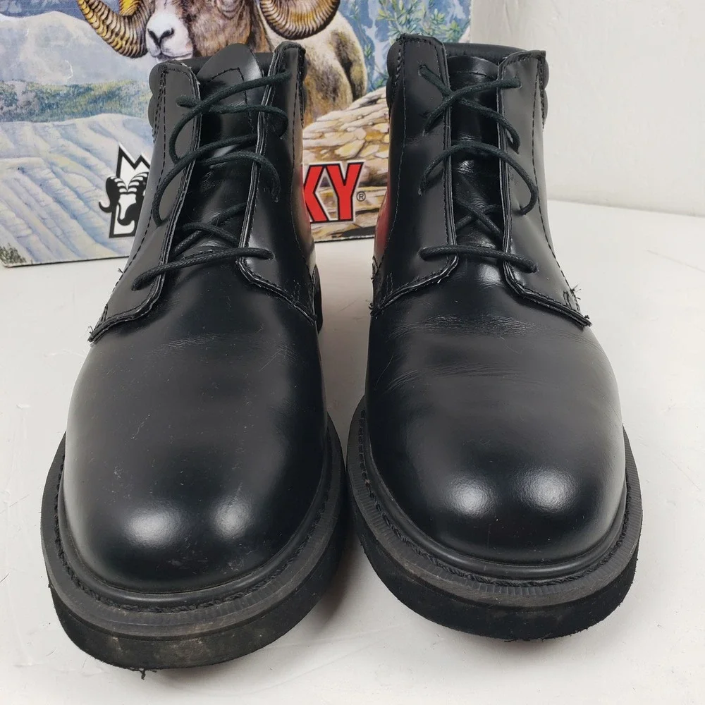 Rocky Mens 9.5 M Chukka Leather Boots Black Non-Gloss Polishable FQ00501-8
